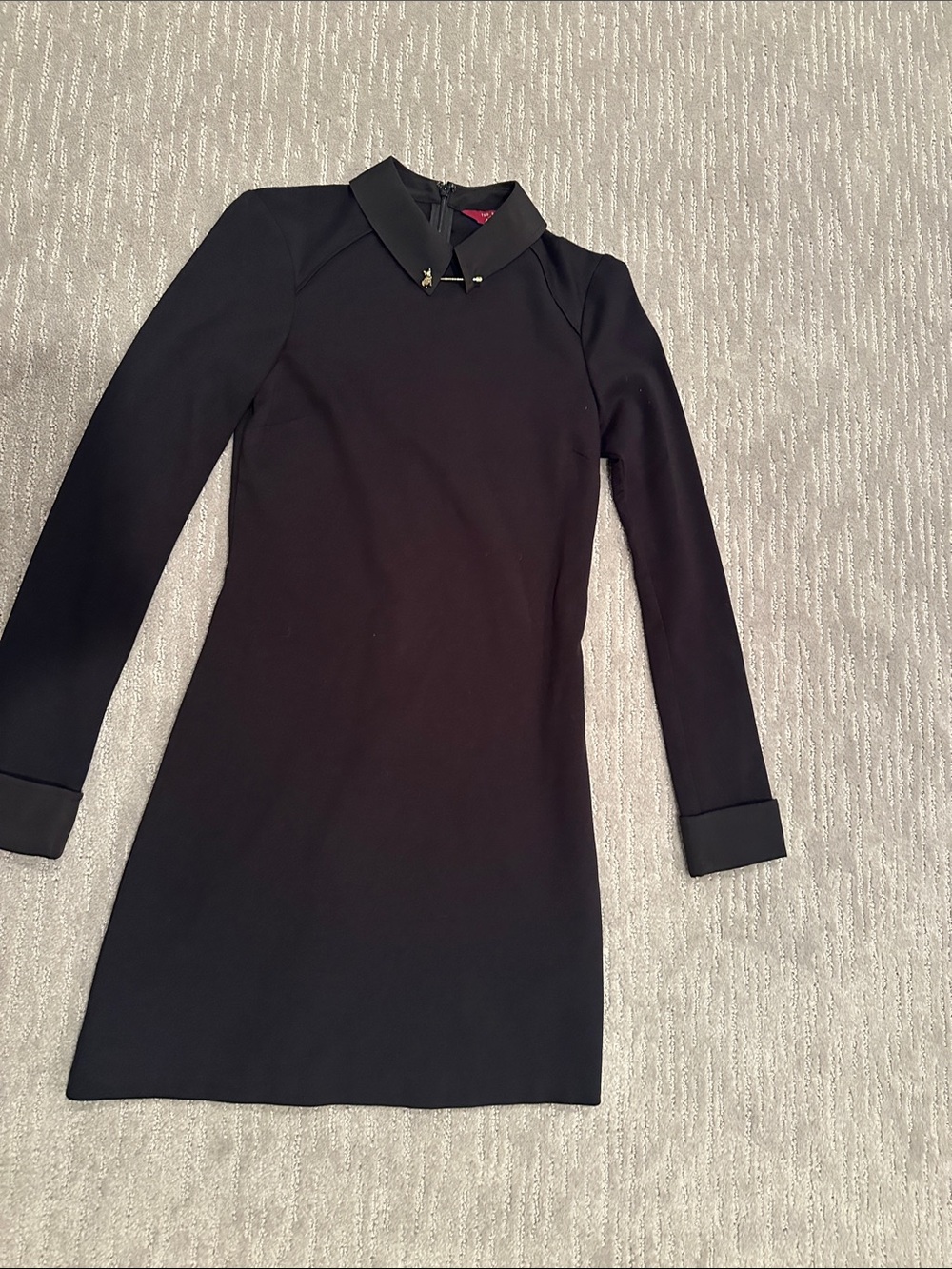 Ted Baker Black Long-Sleeve Collared Shift Dress